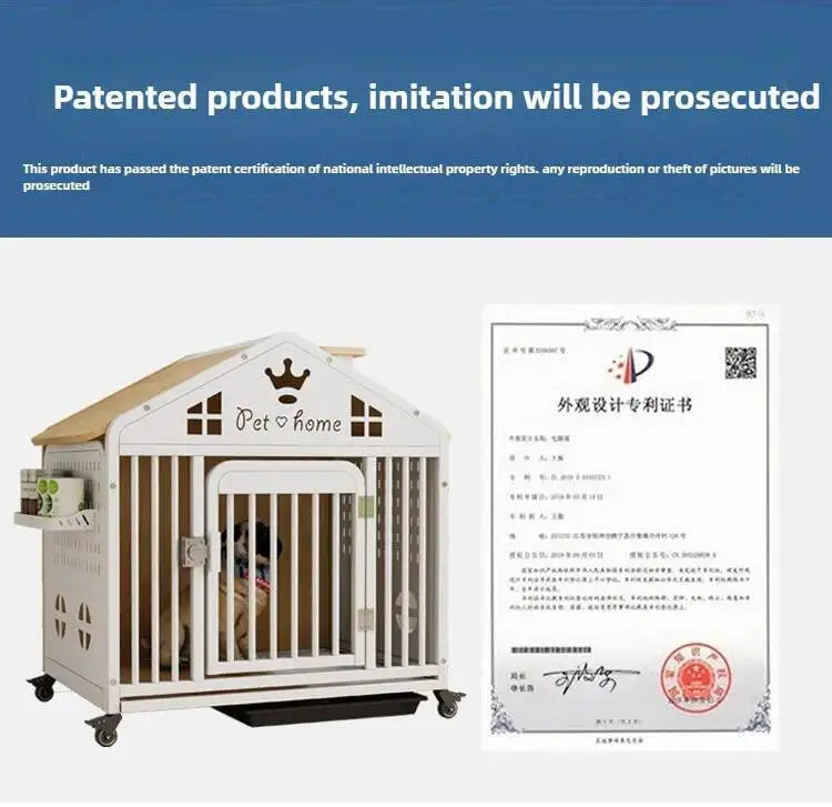 the DOG VILLA - Multi-Functional Solid Wood Steel Frame Pet Dog Villa, Small/Medium-Sized Dog Cage, Indoor Outdoor Dog Cage, Dog Bed with Toilet