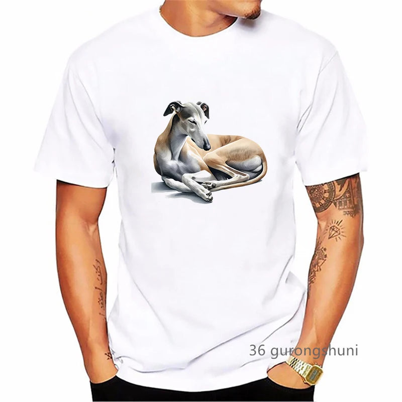 the GREYHOUND - Greyhound Animal Printed T-Shirt, Men Summer Fashion T-Shirt, Homme Kawaii Dog Lover T-Shirt, Harajuku Shirt Streetwear