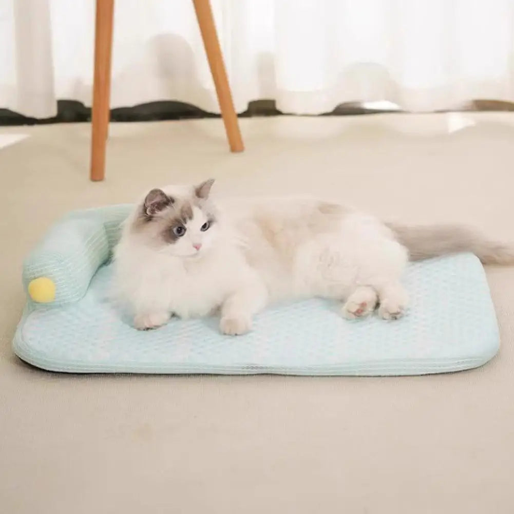 Spring and Summer Upgraded Pillow Sofa Pet Nest, Ice Silk Cat and Dog Cooling Pad, Washable Bottom Waterproof and Anti slip
