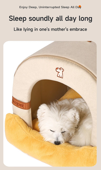 HOOPET Enclosed Dog Bed for Anxiety, Self Warming Calming Pet Tent with Removable Plush Mat, Washable Large Indoor House
