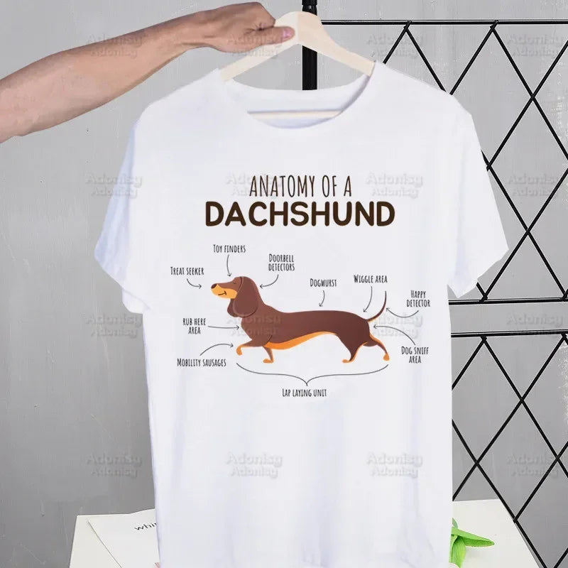 the DACHSHUND DOG CLUB - Anatomy Dachshund Dog - I Do What I Want T-Shirt, Men Retro Washed Tops Tees, Harajuku T-Shirt Streetwear Hip Hop Male T-Shirts