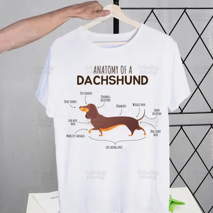 the DACHSHUND DOG CLUB - Anatomy Dachshund Dog - I Do What I Want T-Shirt, Men Retro Washed Tops Tees, Harajuku T-Shirt Streetwear Hip Hop Male T-Shirts