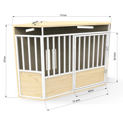 the CORNER CRATE - Furniture Style Wooden Pet Crate Corner Table, Heavy Duty Large Dog Cage Kennel