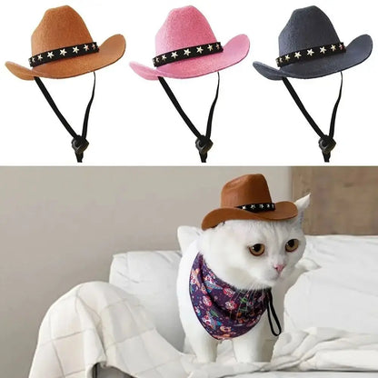 the CANINE COWBOY - British Pet Dog Hat, Star Cowboy Hat, Pet Supplies, Adjustable Dog Costume, Top Hat Headwear, Pet Hat & Dogs Caps, Pet Sun Hats for Cats/Dogs