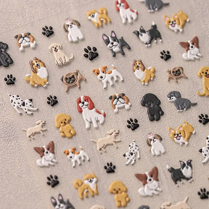Graffiti Cat Claw Rabbit Bunny Bear Dog Flower Lovely Animal Fruit Dim Sum Candy Sunflower Adhesive 5D Nail Art Stickers Decal