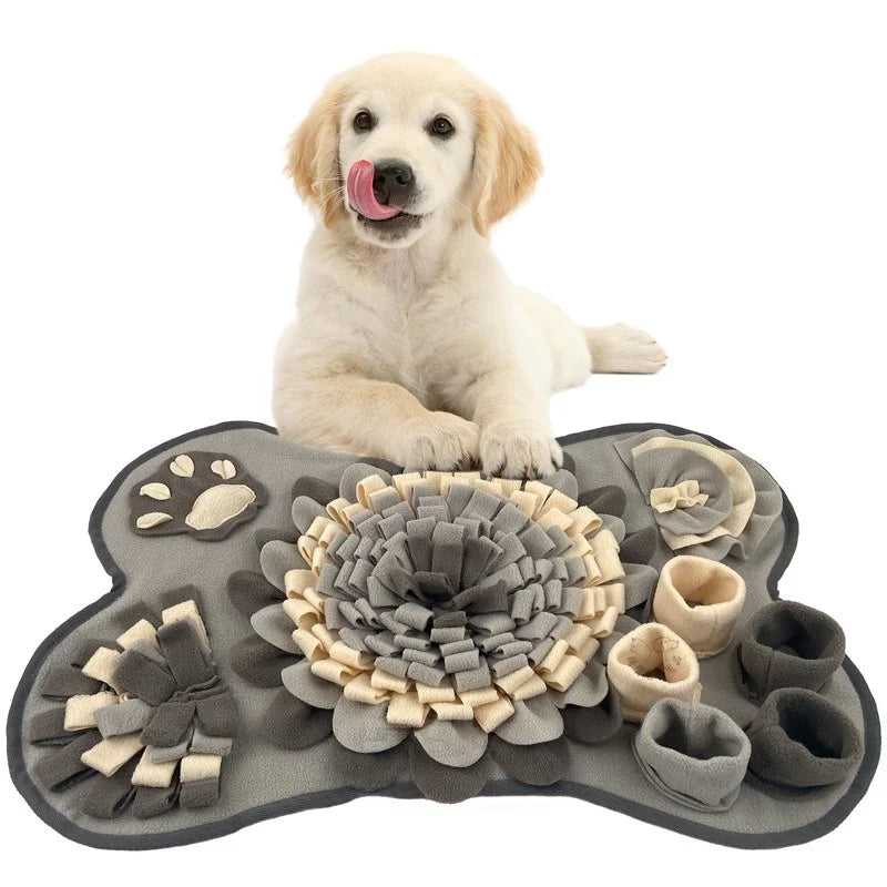 the SNIFFLE MAT - Interactive Dog Snuffle Mat for Small/Medium Dogs, Soft Durable Fleece with Squeaky Toy, Slow Feeding Anti-Anxiety, Machine Wash