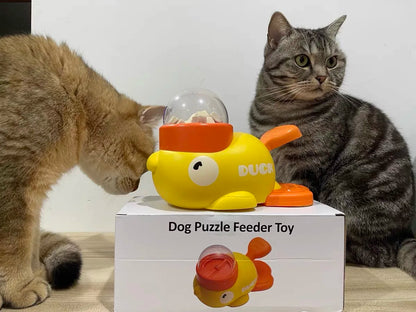 Dog Puzzle Feeder Interactive Pet Food Treat Dispenser Cartoon Duck Design Anti-slip Pet Automatic Feeder Toys for Dog Training