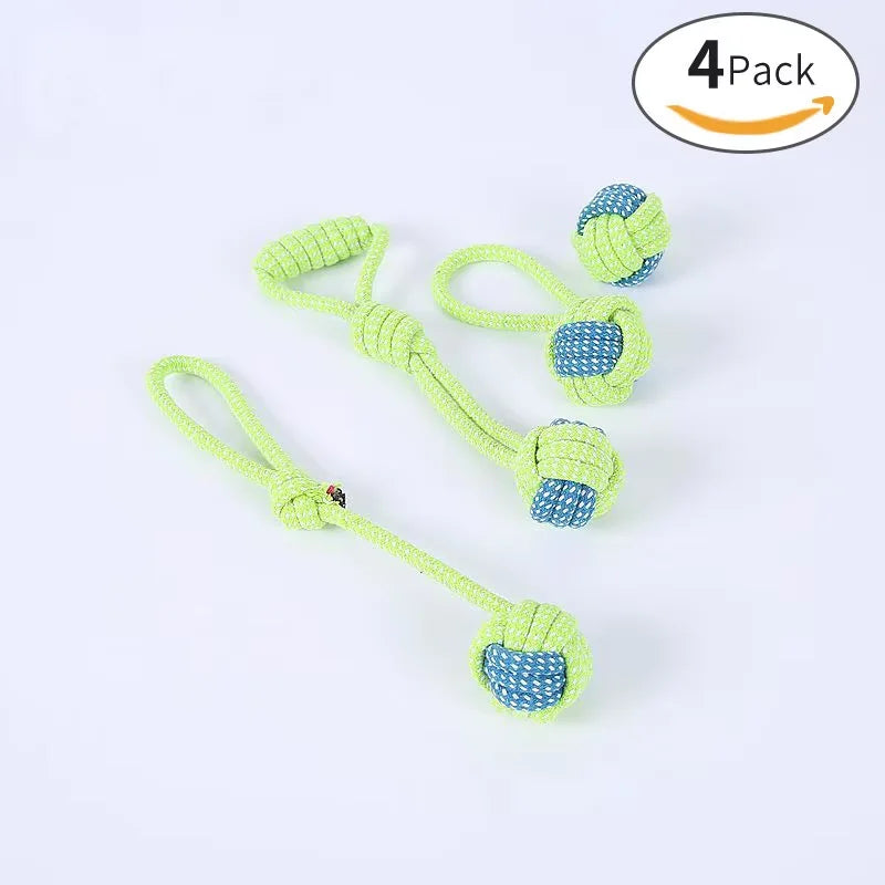 4PCS Pet Supplies Bite-Resistant Cotton Rope Toy Cat And Dog Teeth Cleaning Knot Ball Toy Set