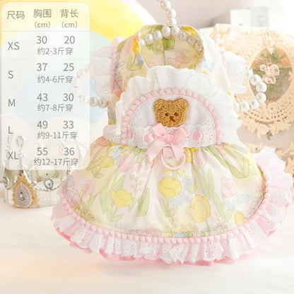 Thin Cat Princess Dress Milk Bear Fructose Lolita Small Dog Teddy Pet Clothes Spring and Summer