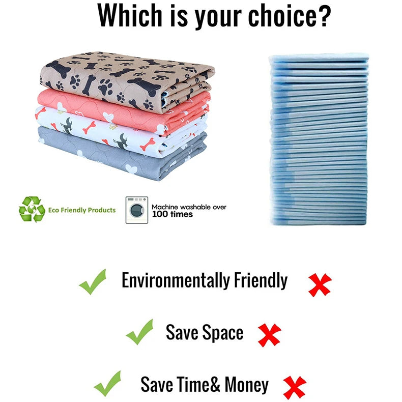 Waterproof Dog Pet Diaper Mat Reusable 3 Layer Absorbent Dog Bed Cat Diaper Pad Bone Paw Print Seat Cover Mat for Sofa Bed Floor