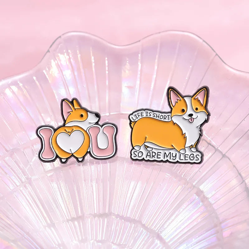 Cute Dog Series Enamel Pin Yellow Corgi Cute Brooch Backpack Hat Lapel Accessories Metal Badge Gift For Friend Jewelry Wholesale