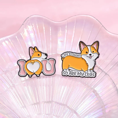 Cute Dog Series Enamel Pin Yellow Corgi Cute Brooch Backpack Hat Lapel Accessories Metal Badge Gift For Friend Jewelry Wholesale