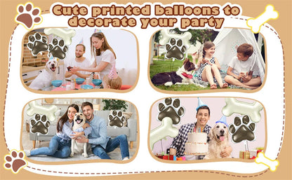 Large Dog Party Balloons Decorations Banner Pet Festivals Party Supplies Paw Bone Foil Balloons Pets Birthday Decorations