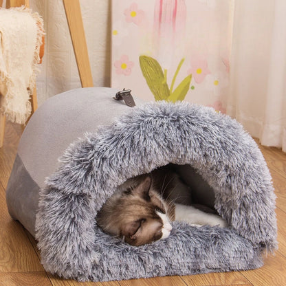 2025 New Spliced Portable Pet Nest Portable Autumn and Winter Warm Dog Kennel Moisture-proof Plush Cat Kennel Pet Supplies