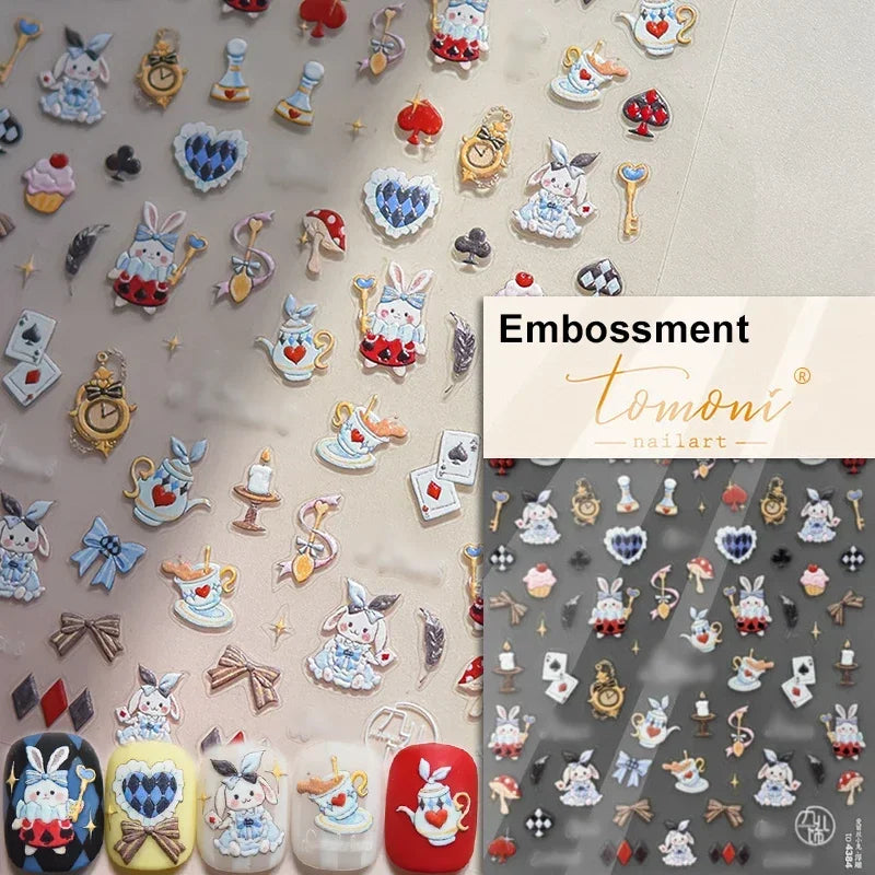 Graffiti Cat Claw Rabbit Bunny Bear Dog Flower Lovely Animal Fruit Dim Sum Candy Sunflower Adhesive 5D Nail Art Stickers Decal