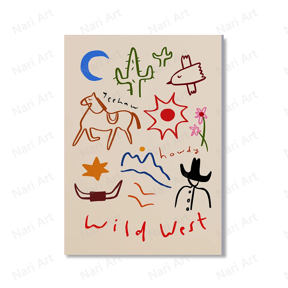 Funny Animals Tiger Bonjour Dog Bunny Skateboard Posters Prints Wall Art Canvas Painting Nursery Pictures for Kids  Room Decor