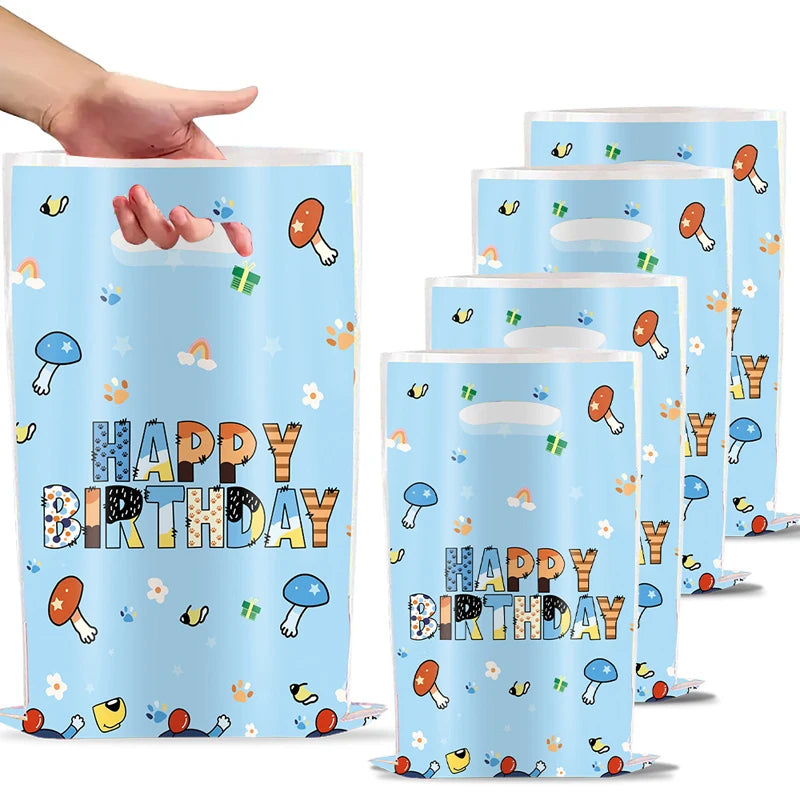 New Cartoon Dogs Birthday Party Decoration Full Set Kit Blue Dog Happy Birthday Plates Napkins Cups Tableware Supplies Kid Favor