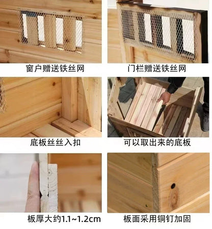 Solid wood dog house Outdoor pet Winter kennel All seasons Universal warm Wooden large dog Outdoor rainproof dog cage