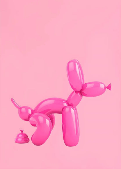 Pink Balloon Dog Posters and Prints Canvas Painting Modern Funny Wall Art Picture for Preppy Bedroom Teens Dorm Room Decor Gift