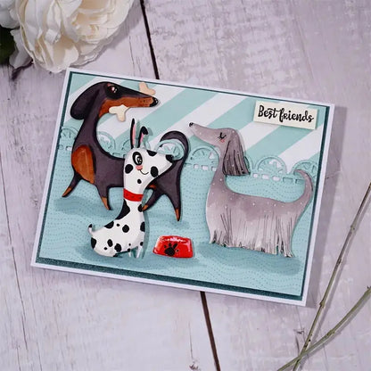 Three little dogs Metal Cutting Dies Scrapbooking Stencil Die Cuts Card Making DIY Decorative Craft Embossing Dies