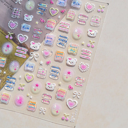 Colorful Balloon Cute Puppy Flower Cherry Bowknot Love Happy Dog Animal Self Adhesive Nail Art Sticker Decoration Manicure Decal