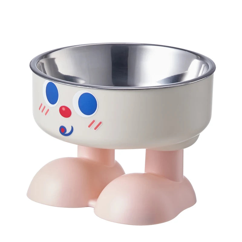 SUPET Cute Smiley Face Stainless Steel Pet Feeding Bowl - Removable, Easy to Clean, Suitable for Small and Medium Dogs and Cats