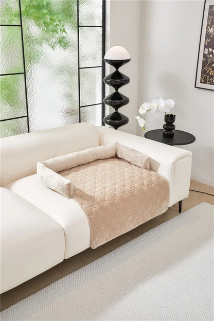 Velvet Pet Sofa Mat Warm Pet Blanket for Medium Large Dog Couch Bed Cushion with Pillow Cats Pad House Pet Supplies Accessories