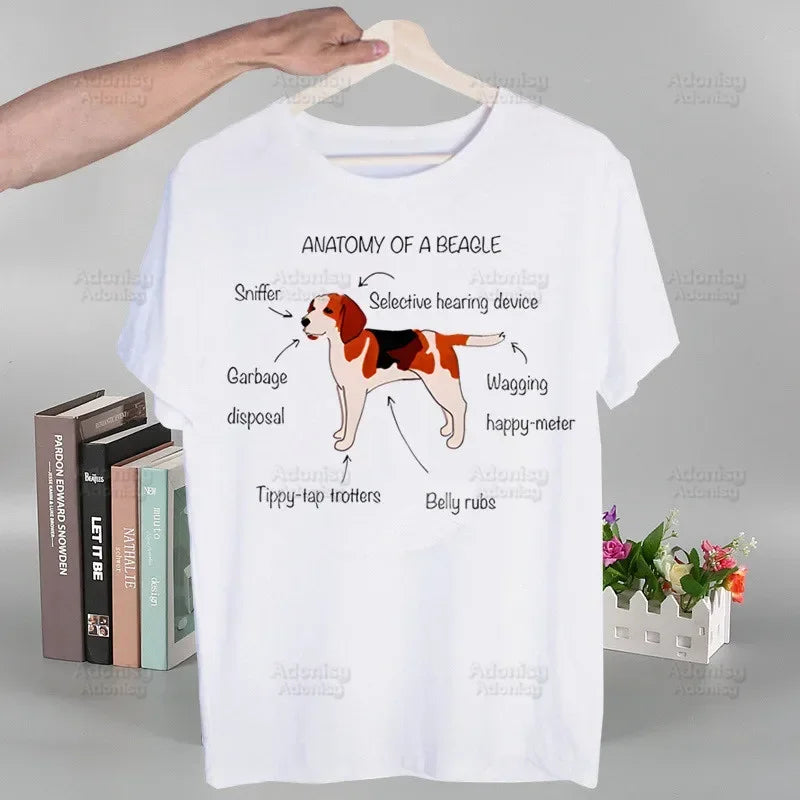 the PERSONAL STALKER - Beagle Cartoon Men's T-Shirts, Funny Hip Hop Summer Women/Men Bagel Dog Cute T-Shirts