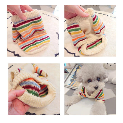 Winter Warm Clothes for Bichon Frise, Teddy, Yorkie, and Other Dogs. Thick Two-paw Sweater for Autumn and Winter Dog Walking.