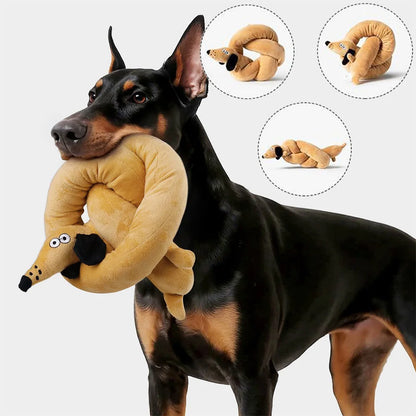 100CM Sausage Dog Toy Creative Sound-making Plush Companion Dog Toy Squeaky Dog Toy Chew Teething Dental Interactive Play Toys