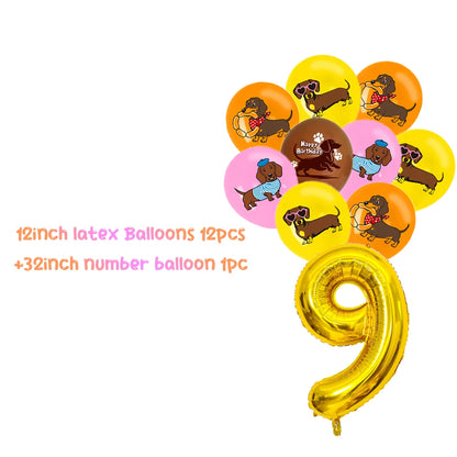 Cute Dachshund Theme Birthday Party Decorations Lovely Puppy Backdrop Cake Insert Banner Balloon Baby Shower Supplies Child Gift