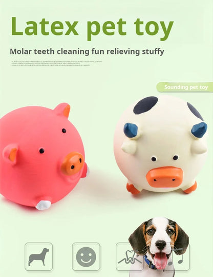 Animals Design Durable Dog Chew Toys Pigs, cows, chickens, Tough Squeaky Dog Grinding Teeth Toys,Pet latex to clean teeth toys