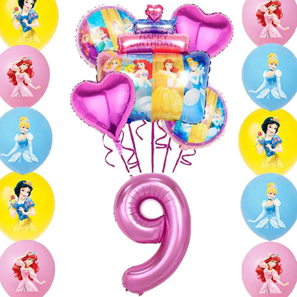 Disney Princess Birthday Decoration Tableware Paper Cups Plates Balloons Tablecloth Backdrop Banner Party Supplies For Baby Kids