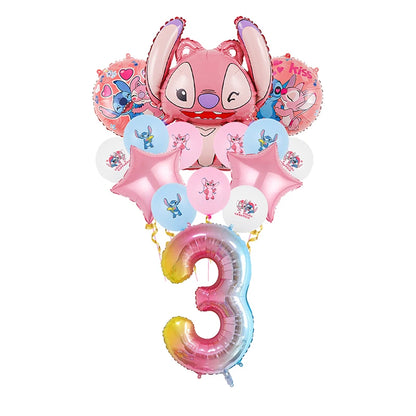 Lilo And Stitch Birthday Decoration Disney Pink Stitch Party Theme Tableware Set Angel Balloons Happy Supplies Kids Girl Favors