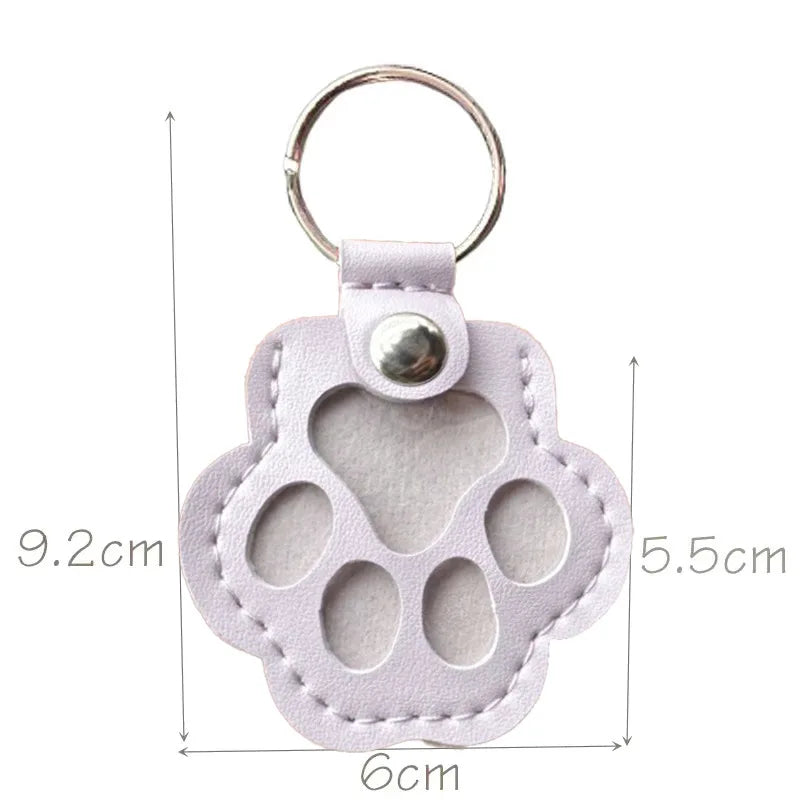 Pet Hair Keepsake Keychain Leather Memorial Locket for Storing Dog Cat Fur, Cute Pet Loss Gift, Remembrance Key Ring Bag Charm