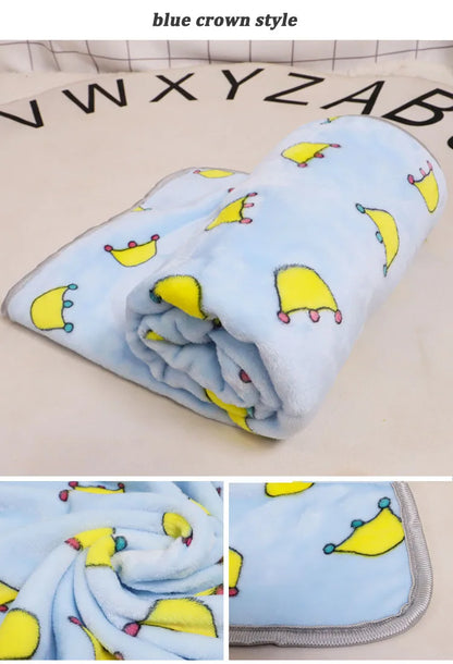 Soft Fluffy Flannel Dog Blanket Cute Cartoon Print Pet Bed Sheet Mat Warm Breathable Cat And Dog Sleeping Blankets Pet Supplies