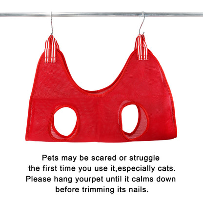 Pet Hammock Repairing Nail Auxiliary Holder Cat Dog Grooming Hammock Restraint Bag with 2 Hooks Cat Grooming Cleaning Holder