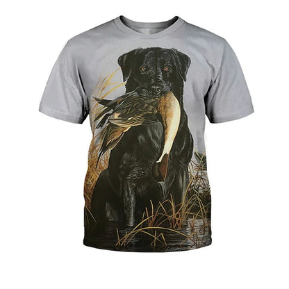 the HUNTING DOG - Hunting Dog Print T-Shirts for Men, Round Neck Short Sleeve Dachshund Graphic Tops, Casual Men/Women T-Shirts