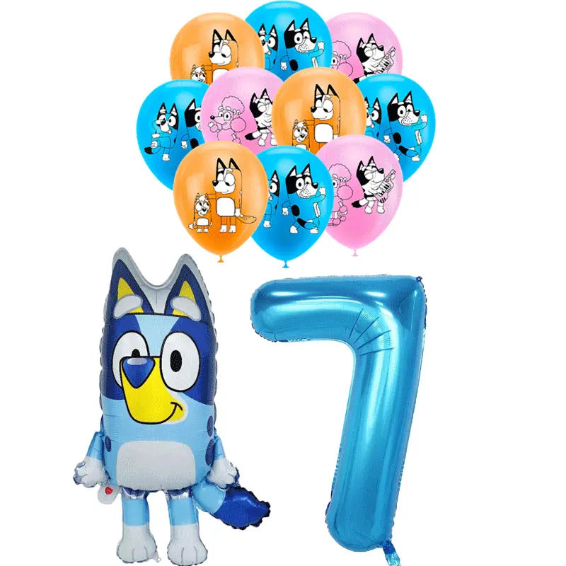 Cartoon Blue Dog Birthday Bluey Birthday Decoration Set Blueys Cups Banner Straws Bluey Balloons Set Kid Toy Gift Party Supplies
