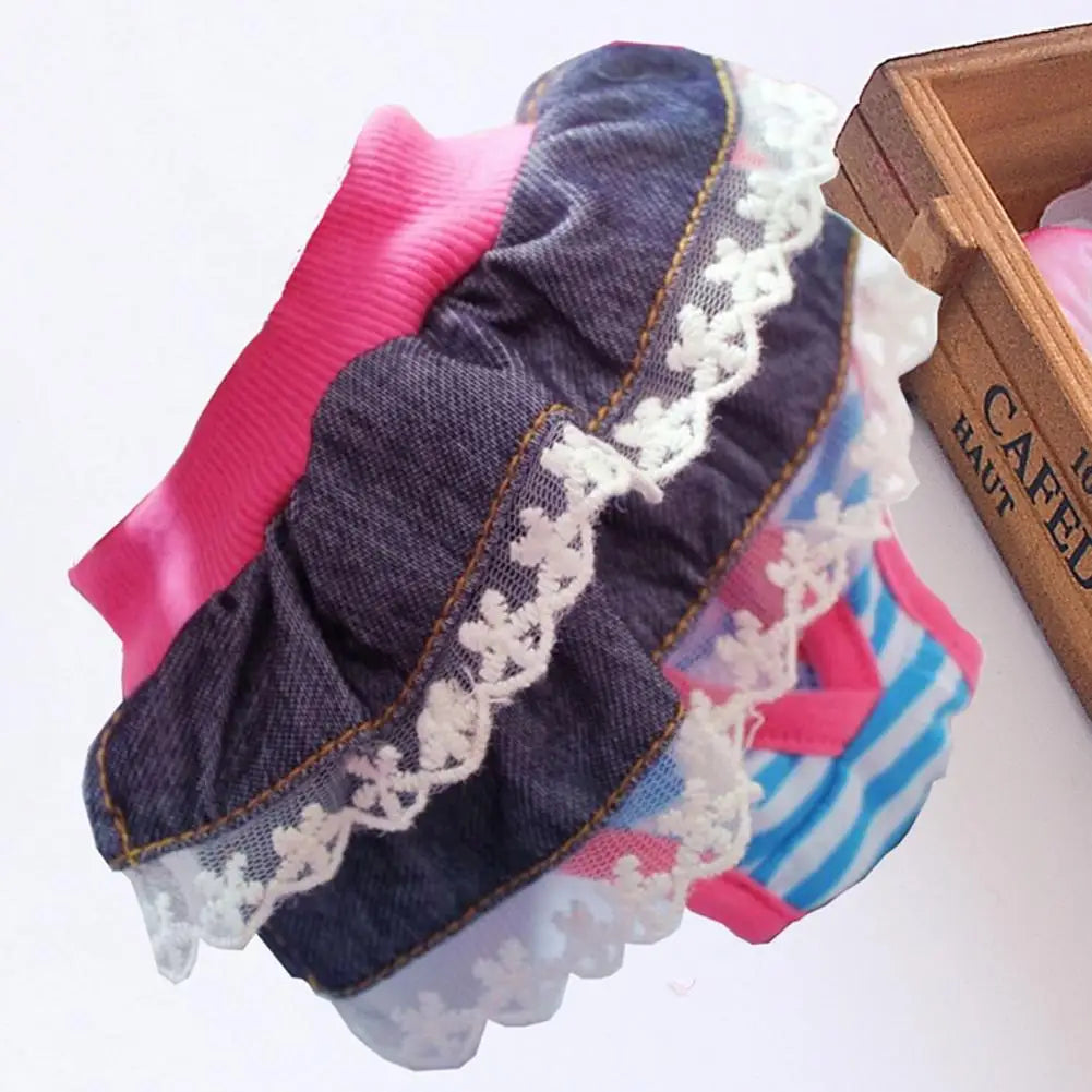 Dog Menstrual Pants Comfortable Anti-harassment Pet Sanitary Pants Breathable Cotton Puppy Bowknot Diaper Clothing Pet Supplies