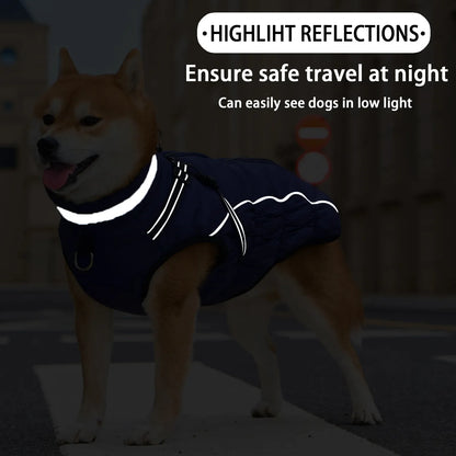 the NIGHTGUARD REFLECTIVE COAT - Medium and Large Dogs Winter Reflective Cotton Coat, Thick and Warm Dog Coat, Night Walking Safety and Cold Proof Clothing