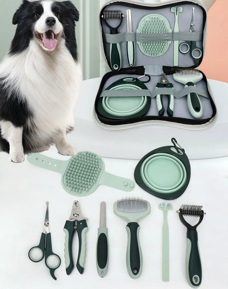 the BEAUTY TOOL SET - 8-in-1 Dog/Cat Grooming Comb Set, Pet Cleaning Brush Tool Set, Pet Multi-Functional Cleaning Set, Cat/Dog Hair Removal Brush Kit