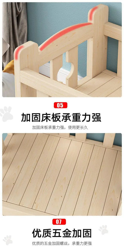 Kennel Solid Wood High and Low Bed Bunk Cat Nest Teddy Nest Dog Cot Cat Bed Dog Supplies Universal in All Seasons
