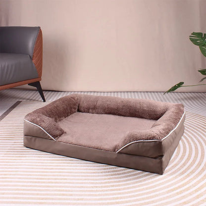 Jumbo Large Orthopedic Dog Bed Memory Foam Pet Sofa Couch Waterproof Elevated Cushion Warm Puppy Bolster Couch Removable Cover