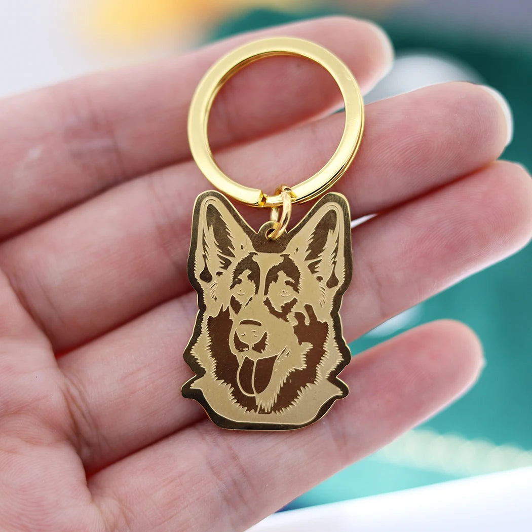 Stainless Steel Charms French Bulldog Dog Men's Trendy Punk Keychain for Women Men Jewelry Kids Gifts Key Bag Deco Accessories