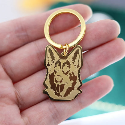 Stainless Steel Charms French Bulldog Dog Men's Trendy Punk Keychain for Women Men Jewelry Kids Gifts Key Bag Deco Accessories