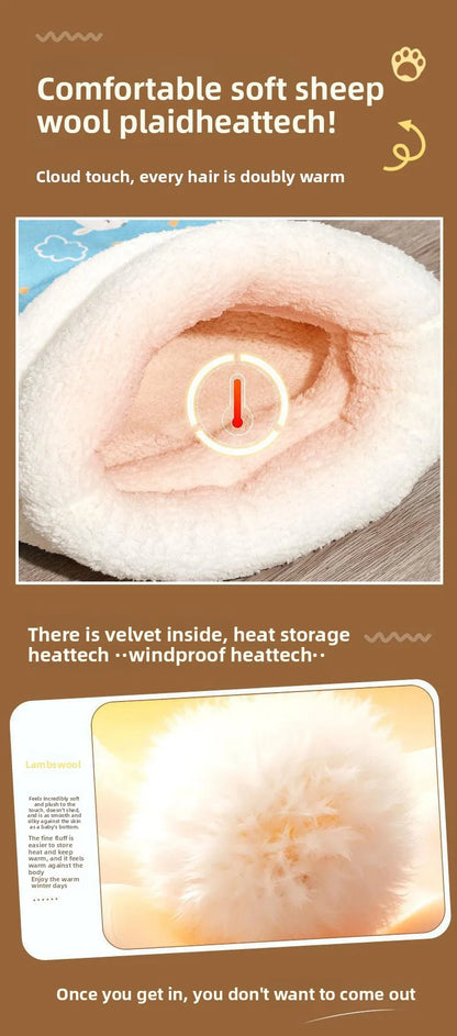 Cat Nest Winter Warmth Semi Enclosed Cat Sleeping Bag Nest Deep Sleep Designed for Cats Bedding Cat Mat Pet Universal