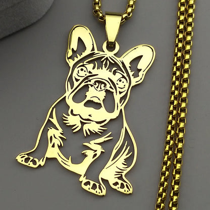 Sweet French Bulldog Chain For Women Men Stainless Steel Silver Color Animal Puppy Pug Dog Lovely Pendant Necklace Jewelry