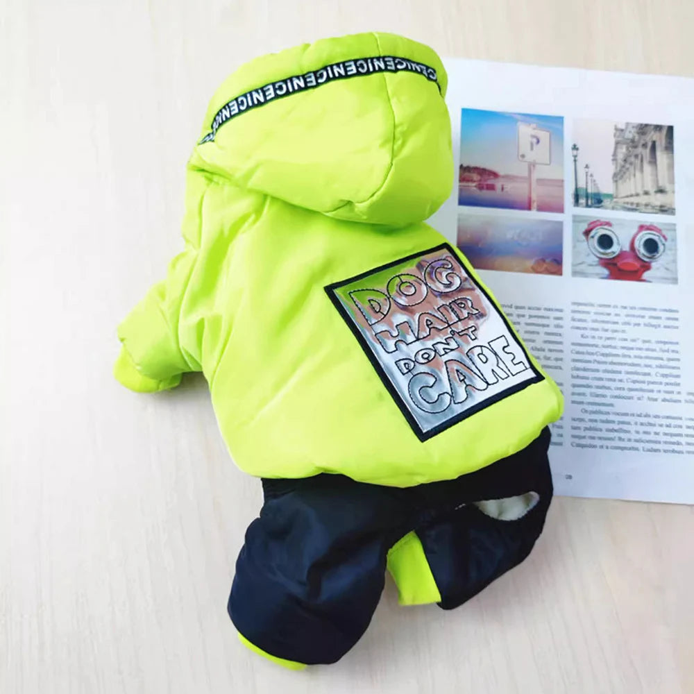 Winter Snow Coat for Small Dogs Warm Thickening Dog Jacket Windproof Coat Outfit Puppy Clothing Silver Sticker Overall for Dogs