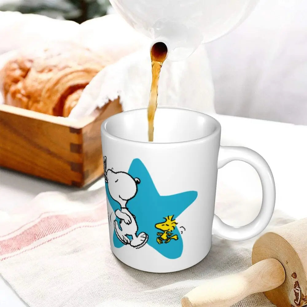 Manga Snoopy Woodstock Cartoon Dog Coffee Mug DIY Customized Ceramic Tea Milk Mug
